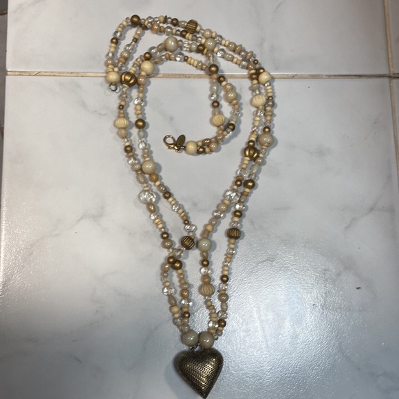 The Limited double stranded beaded heart necklace. I think vintage. So pretty! - Picture 2 of 9